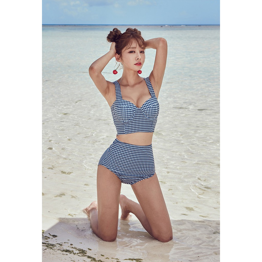 Bikini 2 mảnh kẻ caro thắt lơ