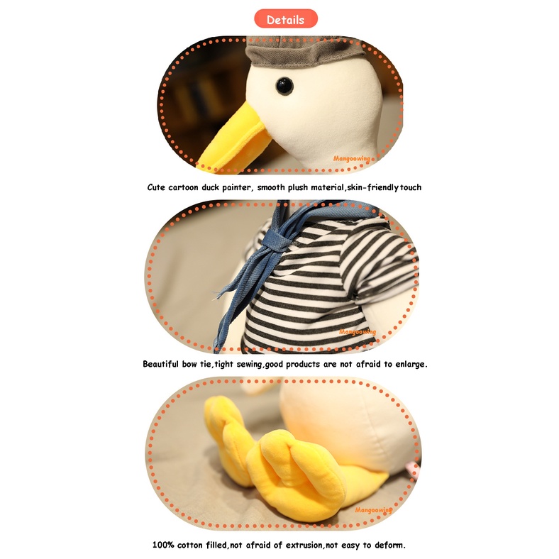 Thú Nhồi Bông Hình Chú Vịt Hoạt Hình Đáng Yêu Cartoon Animal Duck Painter Plush Doll Đồ chơi nhồi bông đồ chơi mềm dễ thương Đồ chơi mềm mại Quà tặng sinh nhật cho trẻ em