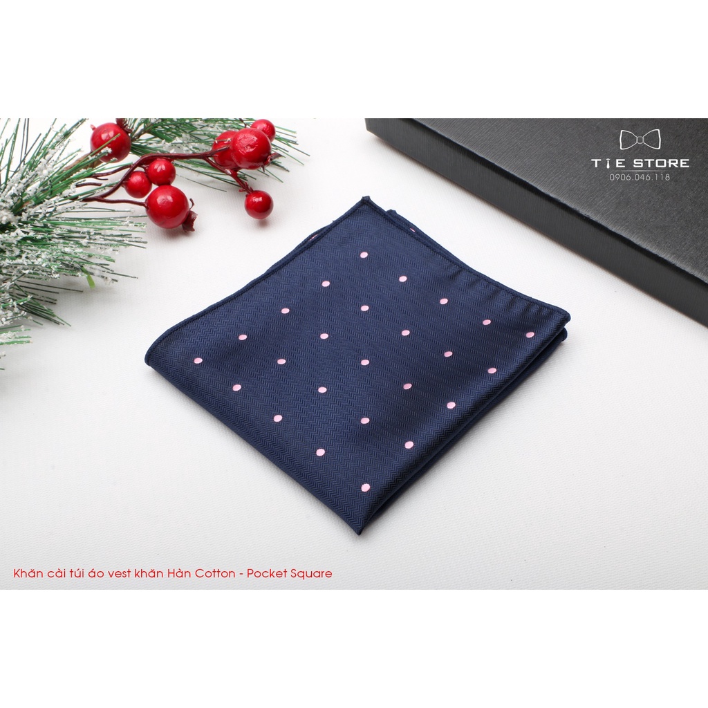 Khăn Cài Túi Áo Vest - Pocket Square, phụ kiện lịch lãm, nhiều mẫu xanh chấm