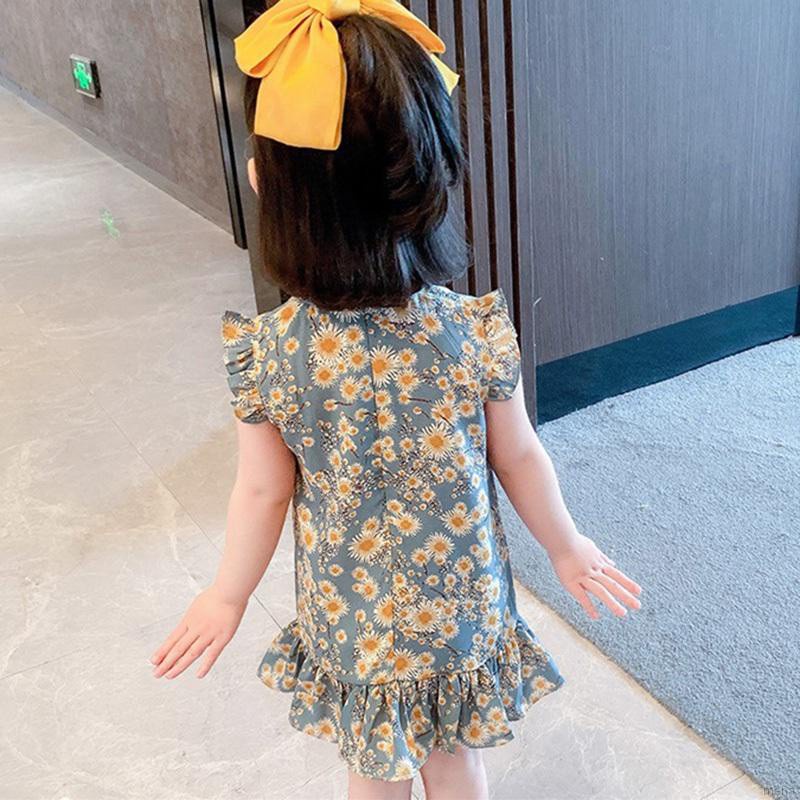 Đầm Sườn Xám In Hoa Kiểu Trung Hoa Thời Trang Mùa Hè Cho Bé Gái
