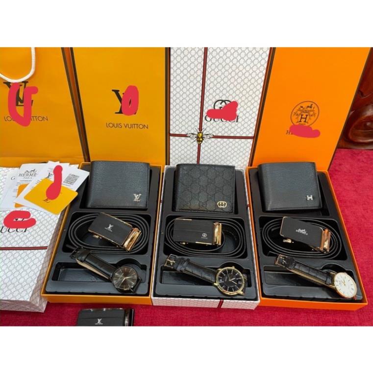 Set ba món thắt lưng kèm ví da nam full hộp, set dây nịt kèm bóp da cao cấp dành cho nam *