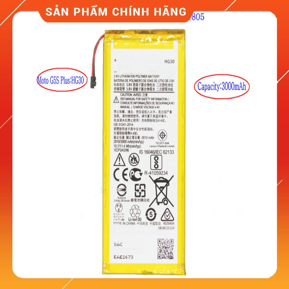 Pin Motorola Moto G5S/ G5S Plus HG30 dung lượng 3000 mAh zin chính hãng