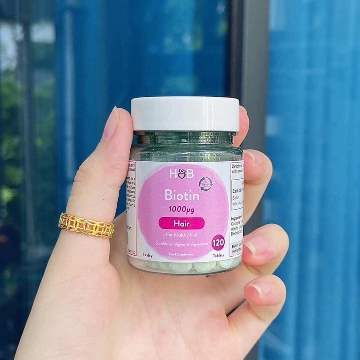 Viên Uống Chống Rụng Tóc, Kích Thích Mọc Tóc Biotin 1000MG HB Anh 120 Viên - H&B Holland & Barret UK