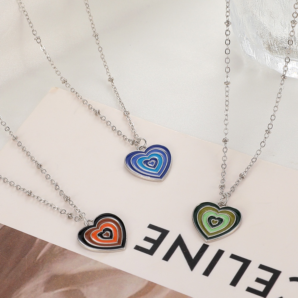 Vòng cổ mặt hình trái tim màu cầu vồng phong cách mới năm 2021