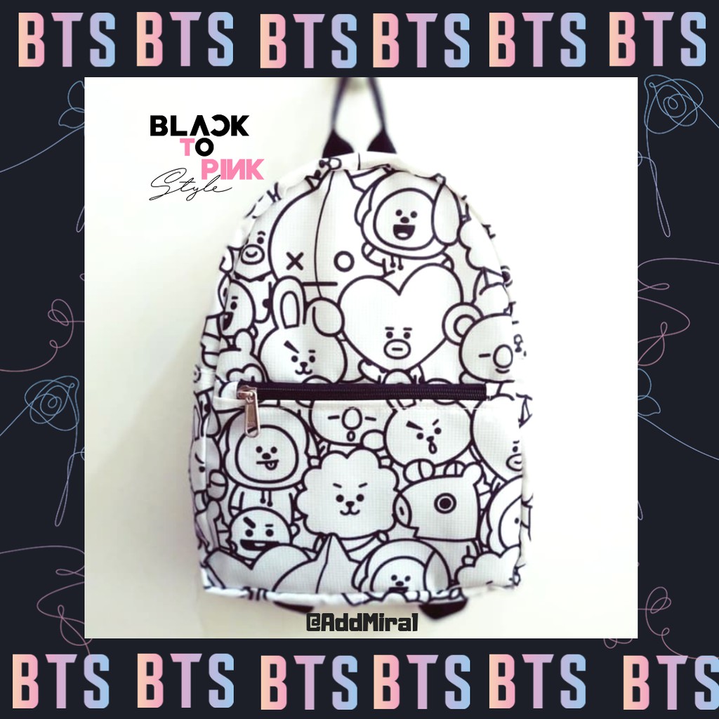 JANSPORT Balo mini màu đen in hình BT21 BTS