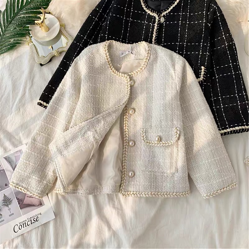Áo khoác dạ Tweed dày dặn phong cách tiểu thư
