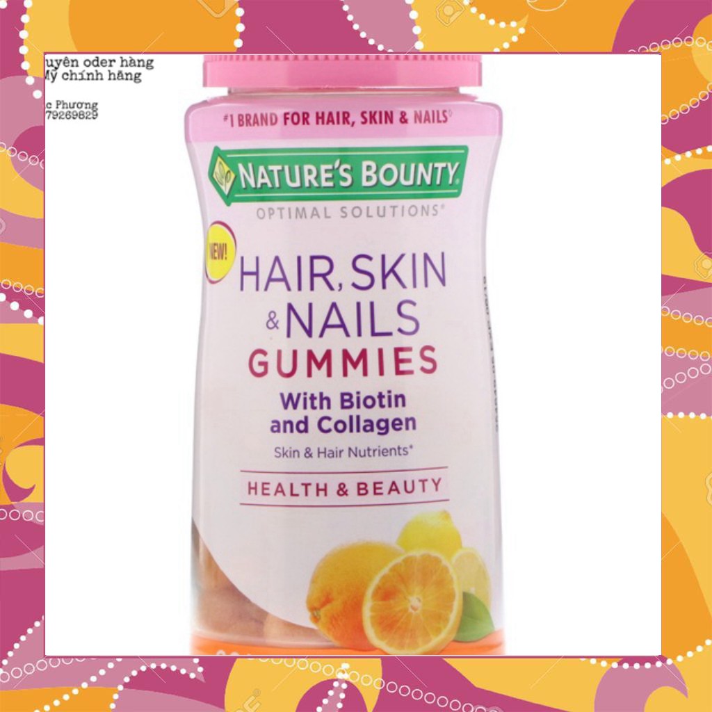 GIẢM GIÁ 🇺🇸 KẸO DẺO MỌC TÓC, MÓNG, ĐẸP DA HAIR SKIN NAILS GUMMIES 2 vị Dâu và Cam 82 & 230viên SALE KHÔ MÁU