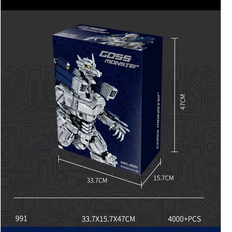 Đồ chơi Lắp ráp Mô hình 991 MOC Mechanical Godzillaed Building Blocks Creative Movie Super Monster Dinosaur