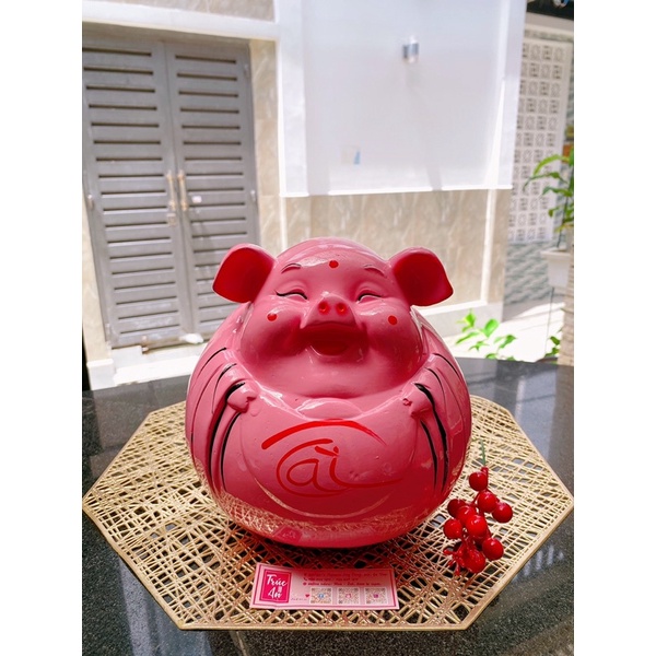 (21x20x20cm) Heo đất thạch cao Ông Địa Tài Lộc, nước sơn bóng mịn lấp lánh, vẽ tay tỉ mỉ, hàng có sẵn