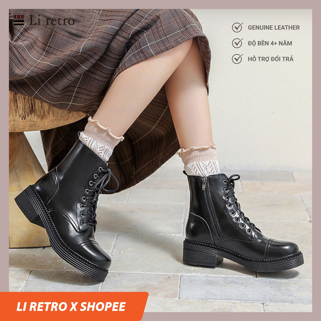 [Pre-order] Giày da nữ vintage da bò thật MZDL - Cap-toe Boots | BigBuy360 - bigbuy360.vn