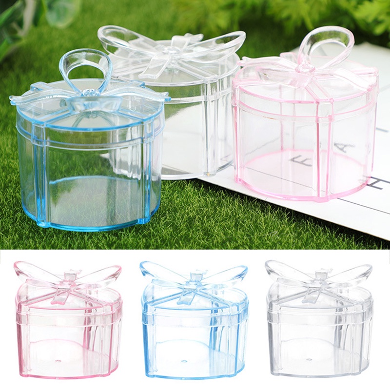 Set 5 hộp nhựa trong suốt đựng bánh kẹo tùy chọn màu sắc