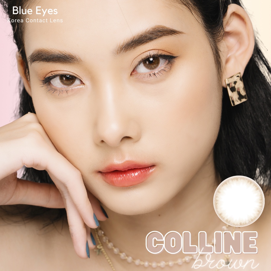 Kính áp tròng Hàn Quốc Blue Eyes - COLLINE BROWN - Lens cận thời trang màu nâu trầm tự nhiên - lens nội địa Hàn