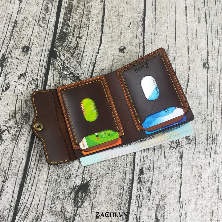 Bóp Ví Đứng Nam mini da bò handmade - VN211