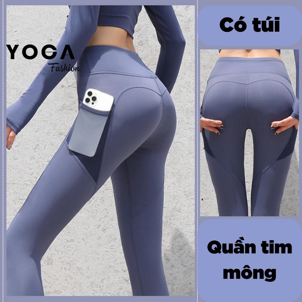 Quần tập Gym Yoga nữ, quần legging thun tim mông có túi đựng điện thoại tiện lợi YG10