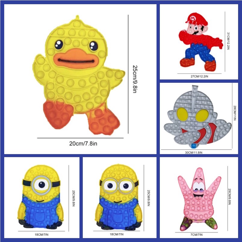 đồ chơi pop Pop-It Push Pop Bubble Fidget Depression Toy for Kids, Adult Gift, Rebound Colour, Angry Bird, Super Mario Pie, Big Star, Little Man yellow