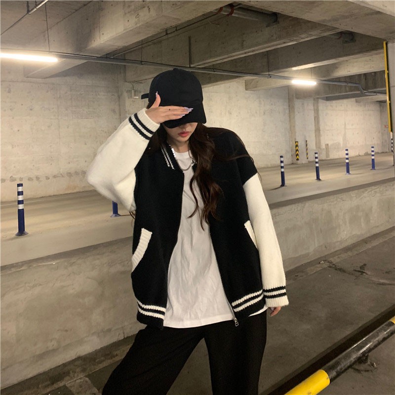 (A1006) áo khoác len cardigan dáng bóng chày freesize 2 màu | BigBuy360 - bigbuy360.vn