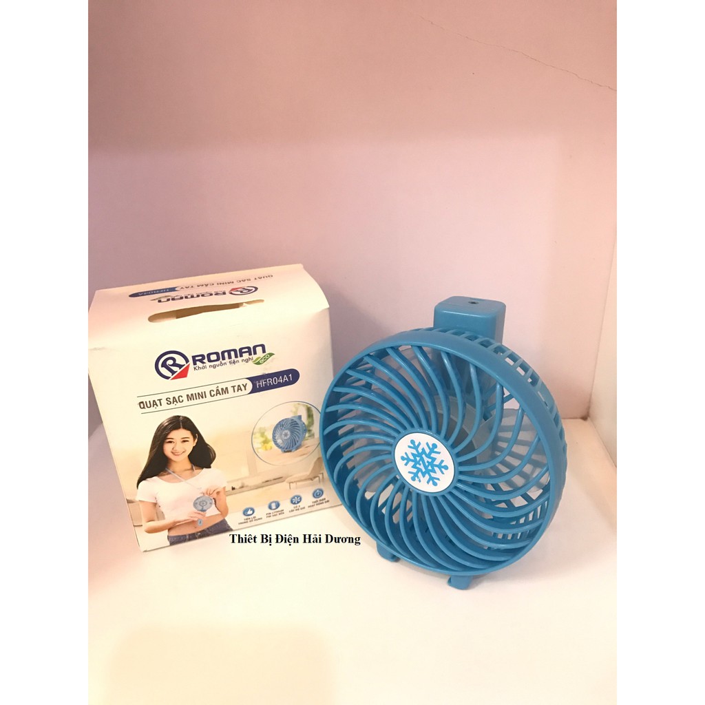 QUẠT SẠC TÍCH ĐIỆN CẦM TAY ROMAN HFR01A1 - 3  TỐC ĐỘ GIÓ - CÔNG SUẤT 4.5W
