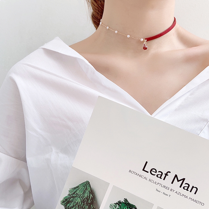 vòng cổ Kim Loại Mặt Trái Tim Đính Ngọc Trai Giả Thời Trang Cho Nữ