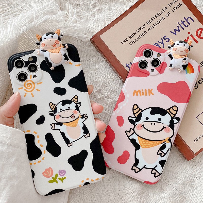 Arizino ốp lưng OPPO Reno 7Z Reno5Z Reno 6Z Reno 4 Reno 5 Reno 6 Reno 7 Búp bê bò dễ thương nằm trên vỏ điện thoại silicone bảo vệ ống kính máy ảnh