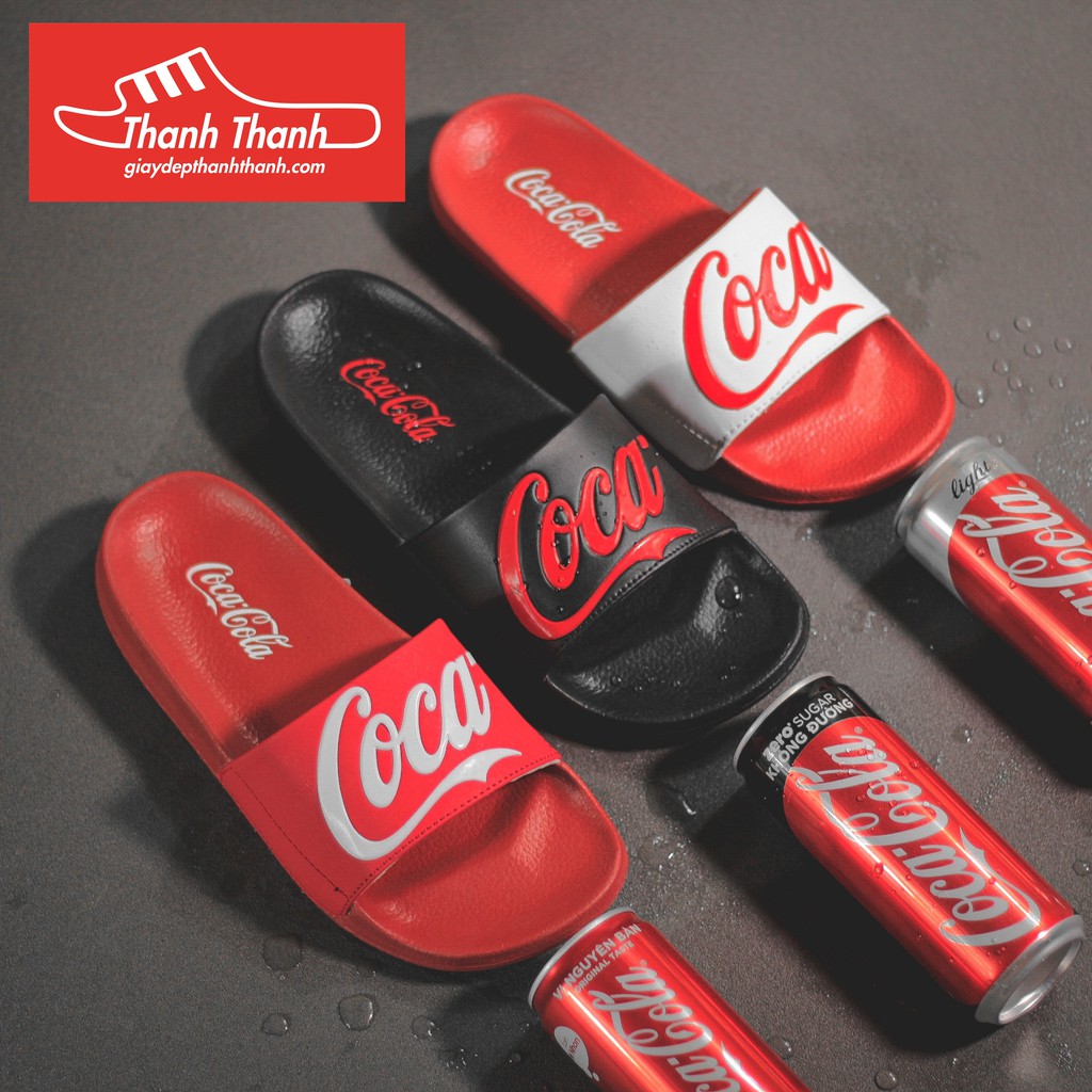 Dép quai ngang COCA-COLA Nam, Nữ Logo 3D Siêu Nhẹ, Quai Êm [Freeship]