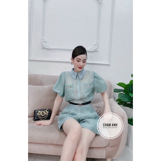 Set cổ ren chất tơ. đã xinh lại kèm belt