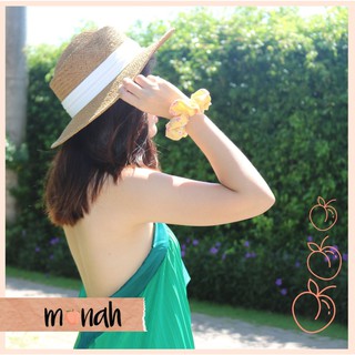 Dây buộc tóc, cột tóc scrunchie lụa vàng họa tiết xinh xắn trẻ trung
