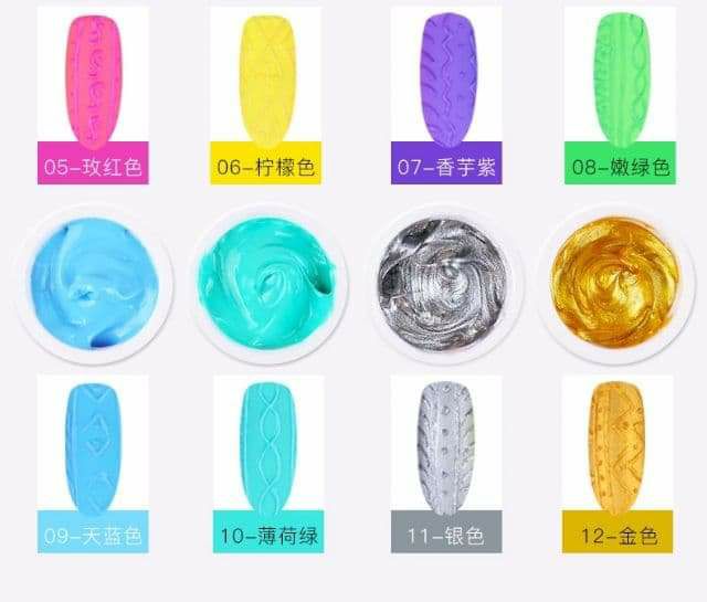 Gel vẽ nổi 3d cực đẹp chính hãng yunzuan màu sắc cơ bản cực đẹp. Màu sắc nét chất gel mềm đặc vẽ nổi
