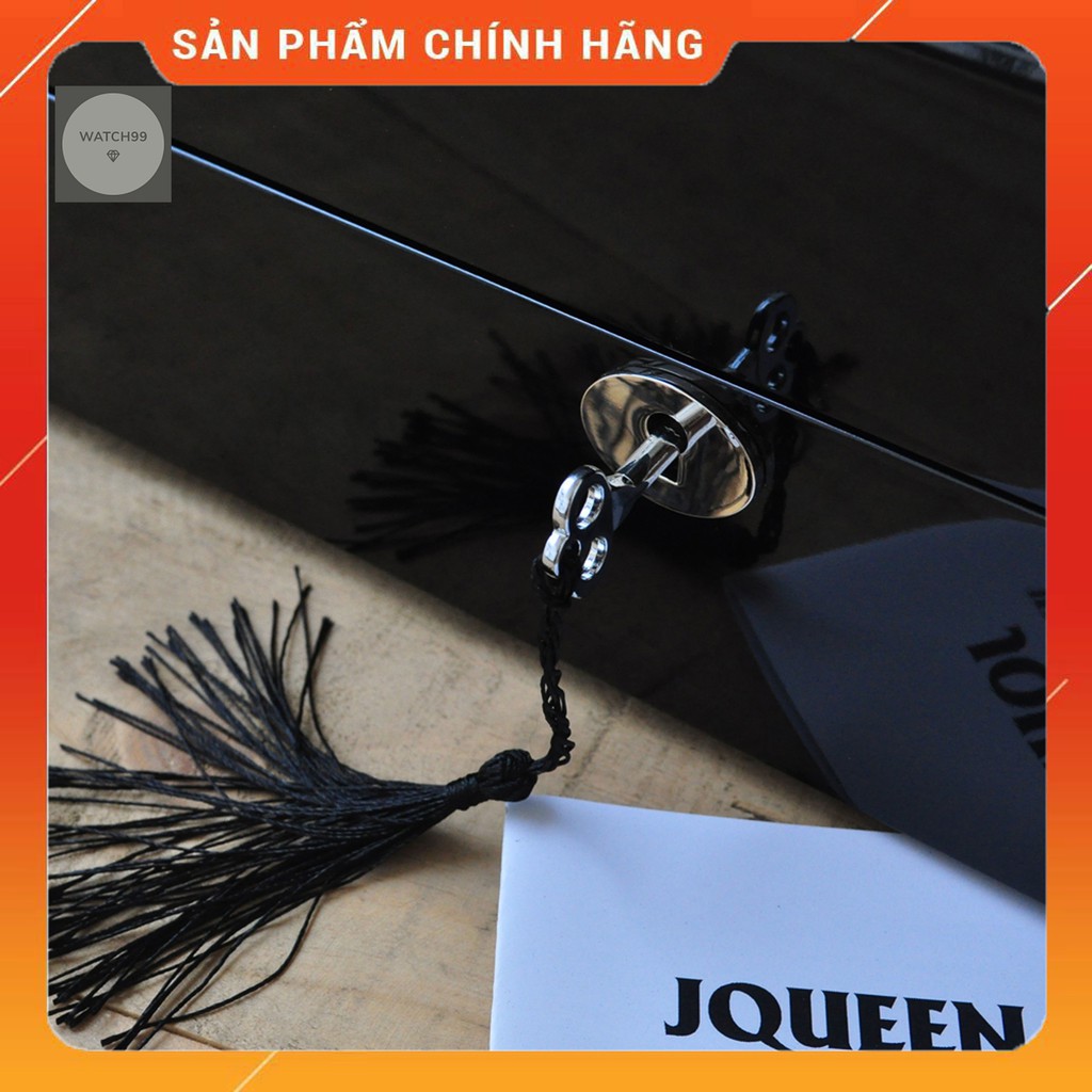 [CHÍNH HÃNG] Hộp Xoay Đồng Hồ Cơ  Cao Cấp Jqueen 4 Xoay 6 Tĩnh Vỏ Gỗ Đen Gối Da Vàng 5 Chế Độ Xoay