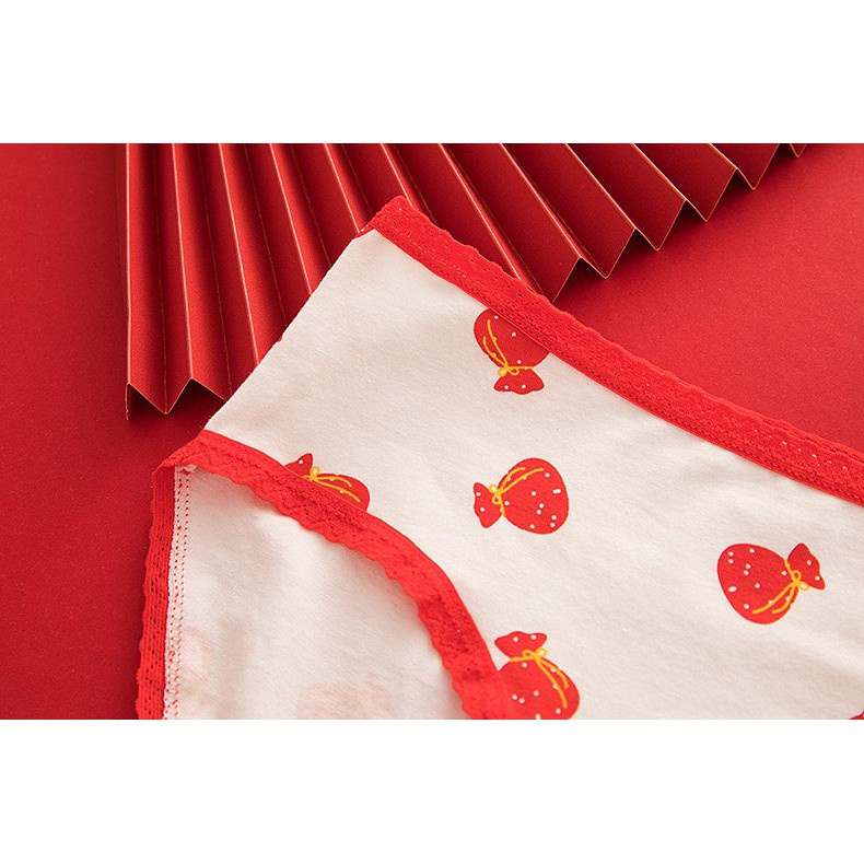 Quần Lót Nữ ❤️FREESHIP❤️ Quần Cotton Nữ tông đỏ trẻ trung tôn dáng gợi cảm❤️ Quần Lót Nữ phối viền ren điệu đà mã L158