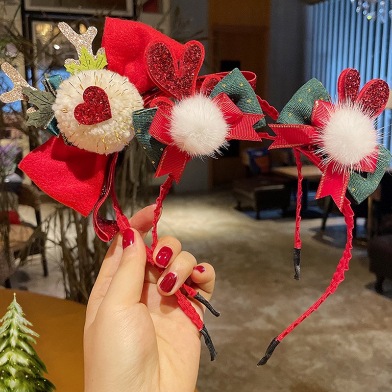 Flgo Băng Đô Giáng Sinh Đính Nơ Ruy Băng Ren Hình Gấu Bông / Hươu / Gấu Làm Đạo Cụ Chụp Ảnh Kỳ