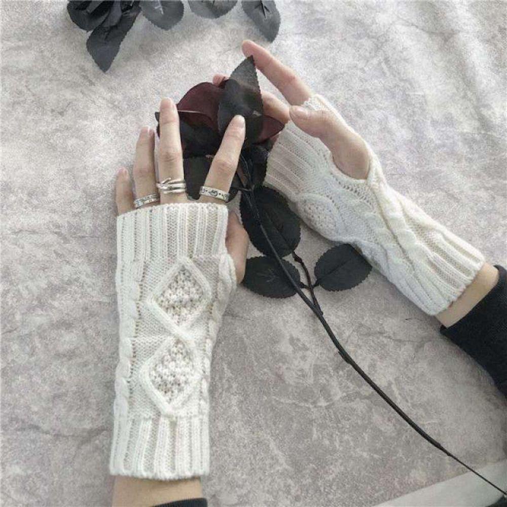 Găng Tay Len Hở Ngón Mềm Mại Dày Dặn Màu Trơn Thời Trang Thu Đông Cho Nam