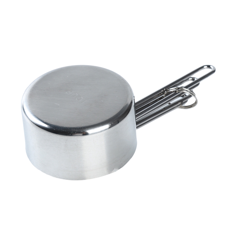 Set 4 cốc đo lường cán dài bằng inox dùng làm bánh