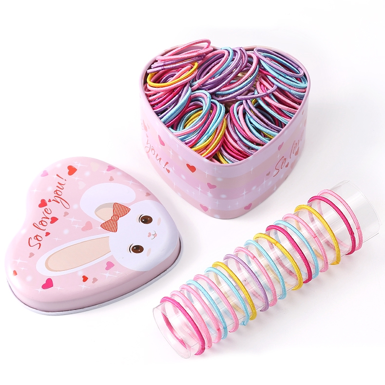 Dây thun cột tóc nhiều màu kèm hộp đựng hình trái tim