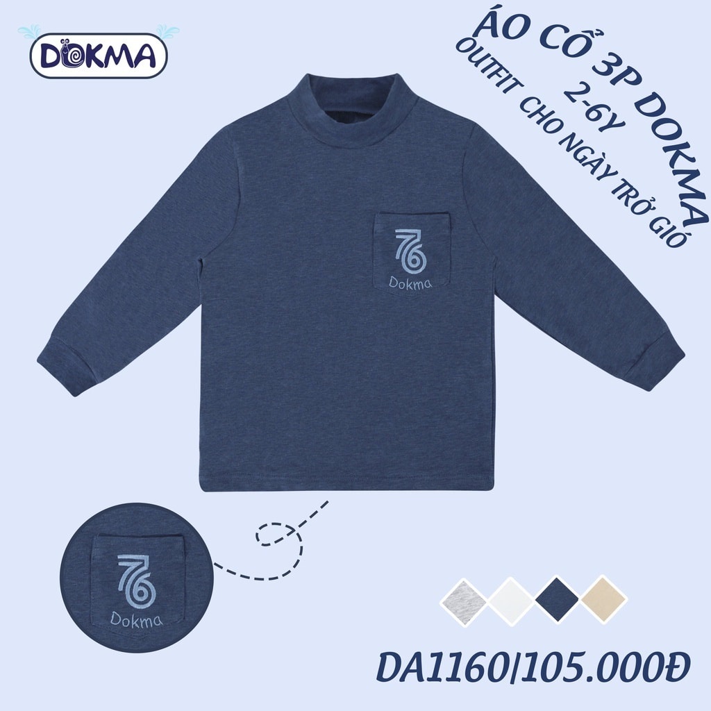 2-6Y Áo cổ 3 phân bé trai Dokma DA1160