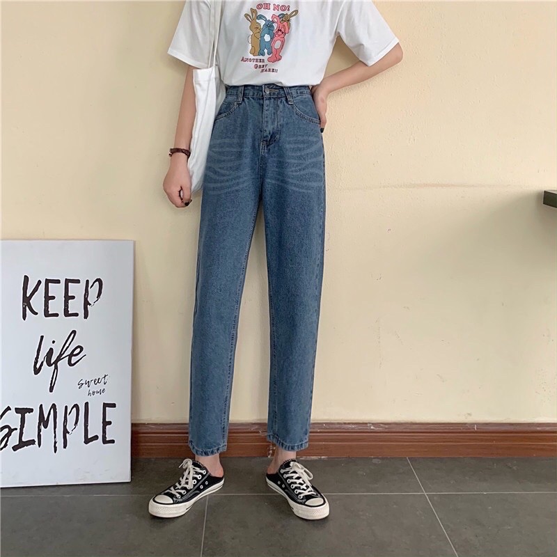 Quần baggy jean Suông nữ trơn Cao Cấp 2 Màu Đâm Nhạt 🍒 Freeship Hình Thật Trải Sàn | BigBuy360 - bigbuy360.vn