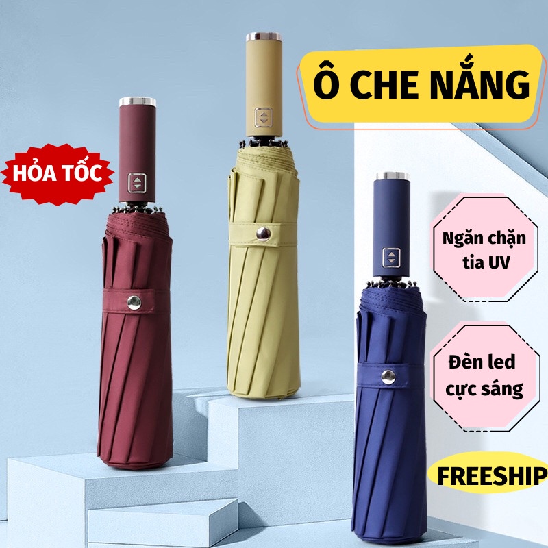 Dù Che Nắng Ô Dù Gấp Gọn Đi Mưa Nắng Có Đèn Led Chắc Chắn Cao Cấp  Dù Che Mưa Toki