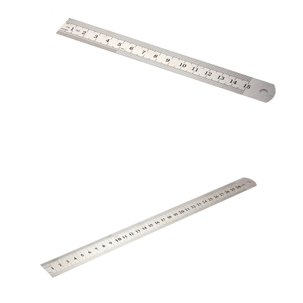 [global]15cm/30cm Double Sides Scales Stainless Steel Ruler Students Office Stationery School Supplies