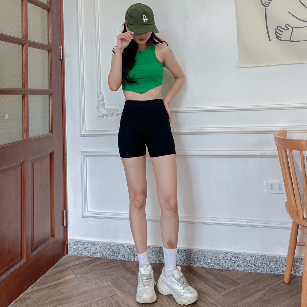 Quần short legging chất vải cotton co giãn, quần đùi nữ dáng legging ngắn DEW96