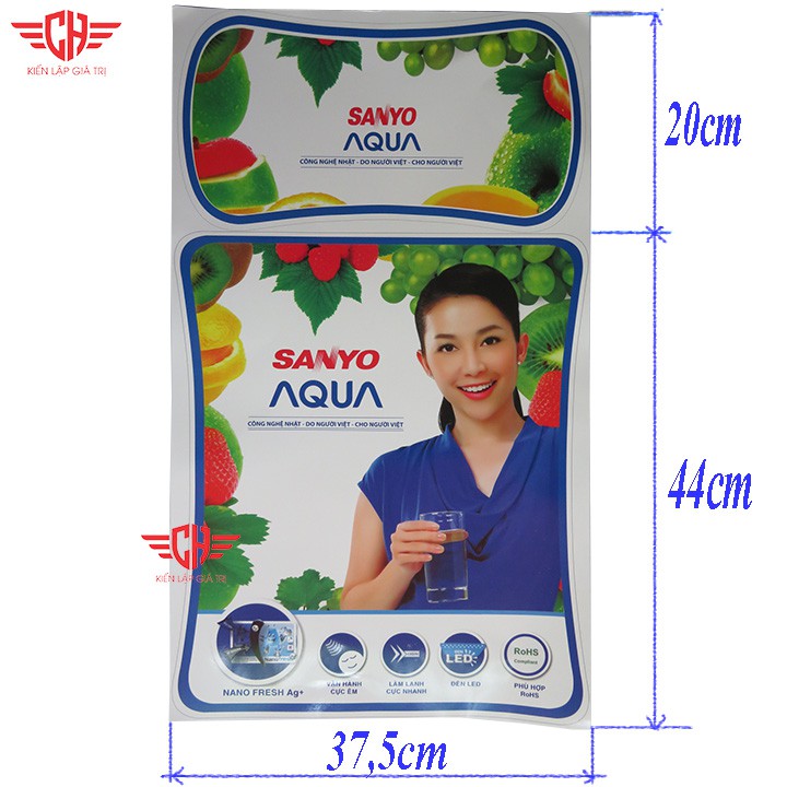 Tem dán tủ lạnh sanyo aqua mẫu 1