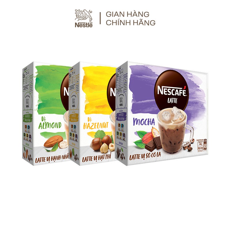 (PHỈ + HẠNH NHÂN + SÔ CÔ LA) Combo 3 Hộp Nescafe Latte PHỈ + Hạnh Nhân + Sô Cô La