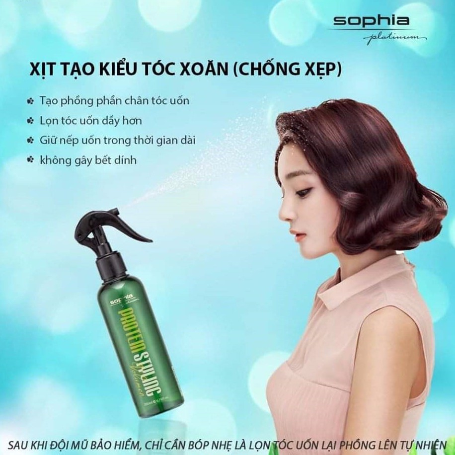 Xịt làm phồng tạo kiểu tóc Sophia Platinum Protein Styling Volumer Hàn Quốc 200ml