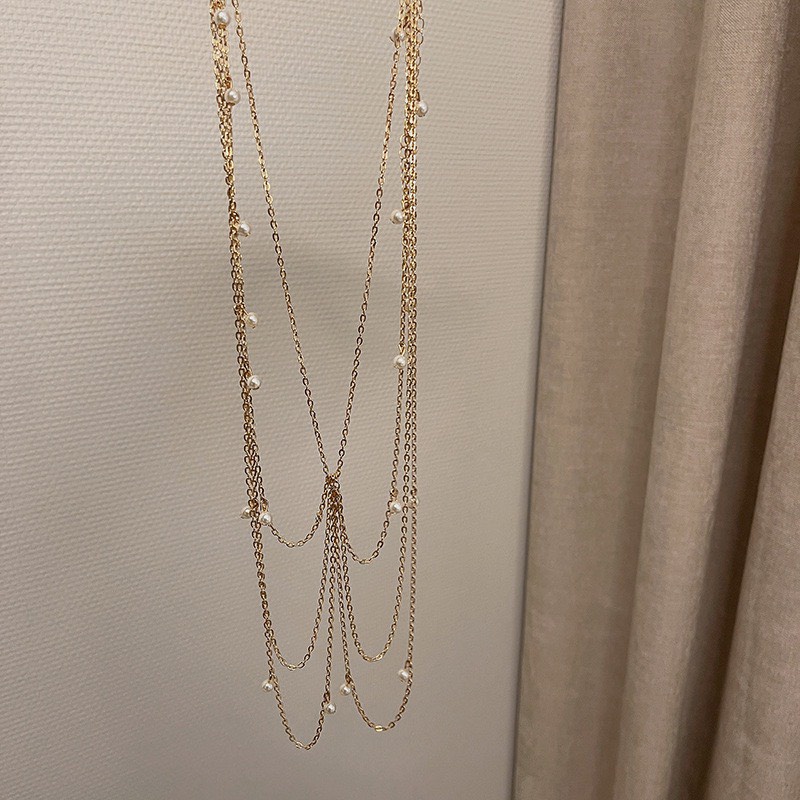 ( 2 mẫu) Chain thắt eo treo váy ullzang Xích 3 tầng màu vàng đơn giản quyến rũ