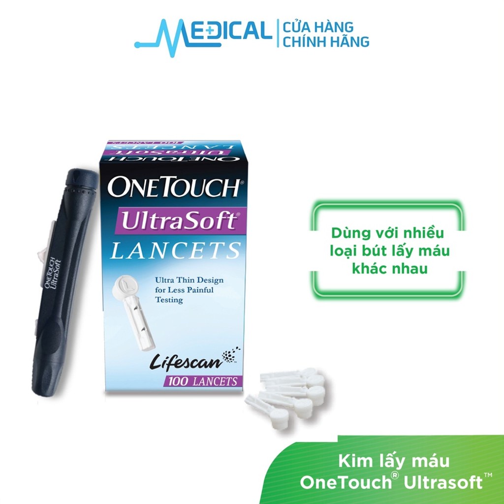 Kim lấy máu dùng cho máy đo đường huyết ONETOUCH Ultrasoft 100 chính hãng - MEDICAL