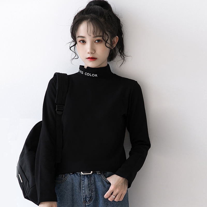 Korean styles 2021 fashion clothes Baju Tshirt Women long sleeve round neck blouse