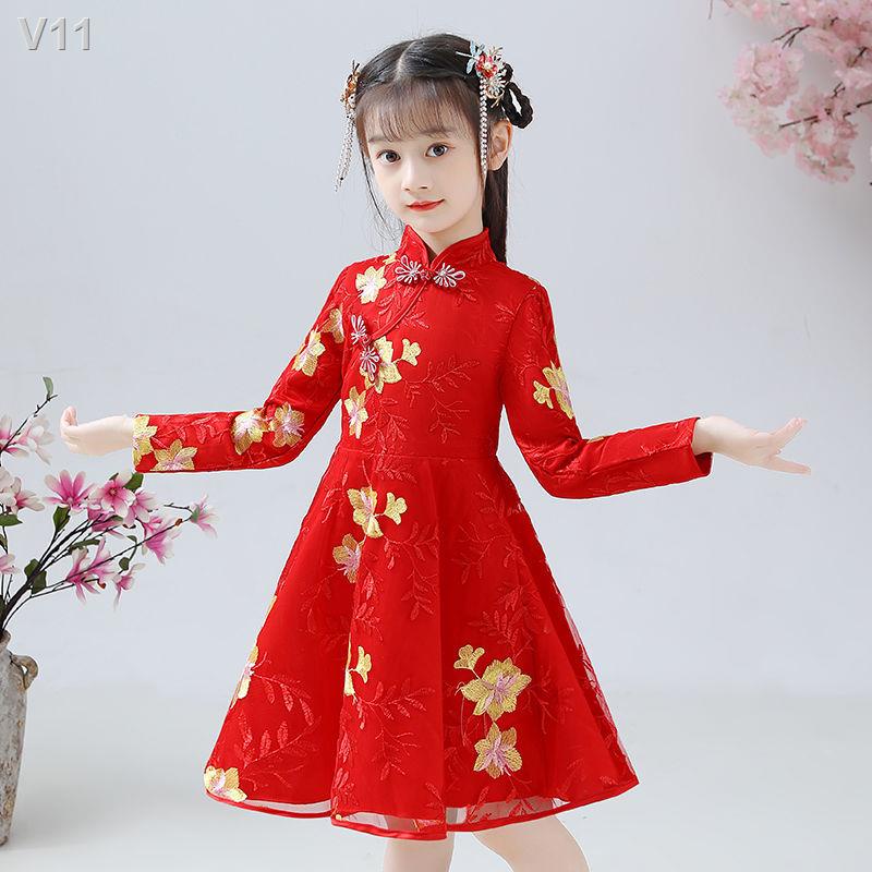 ☼₪[Hanfu ｜ Bán hàng số 1 tại cửa của chúng tôi] Hanfu bé gái ăn mặc trẻ em mới phong cách Trung Quốc váy công chúa sườn