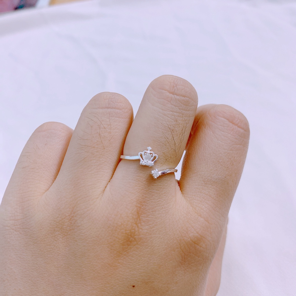 Nhẫn bạc thật, nhẫn nữ vương miện đính đá nhỏ xinh xắn - Kho sỉ bạc Nhất Linh
