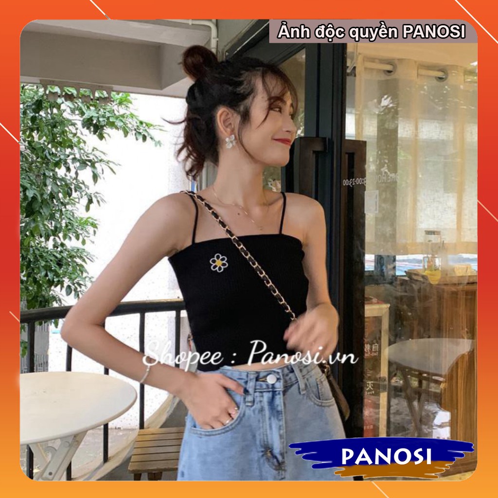 Áo Croptop 2 Dây hoa, áo 2 dây ôm thêu hoa cúc  Dáng Ôm Chất Thun Mịn Bozip A340 | BigBuy360 - bigbuy360.vn