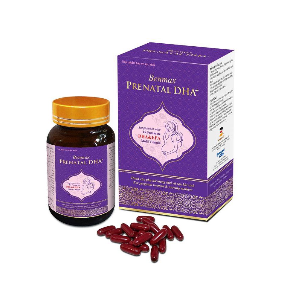 Viên uống bổ sung vitamin Benmax Prenatal DHA+ cho mẹ bầu và thai nhi 30 viên