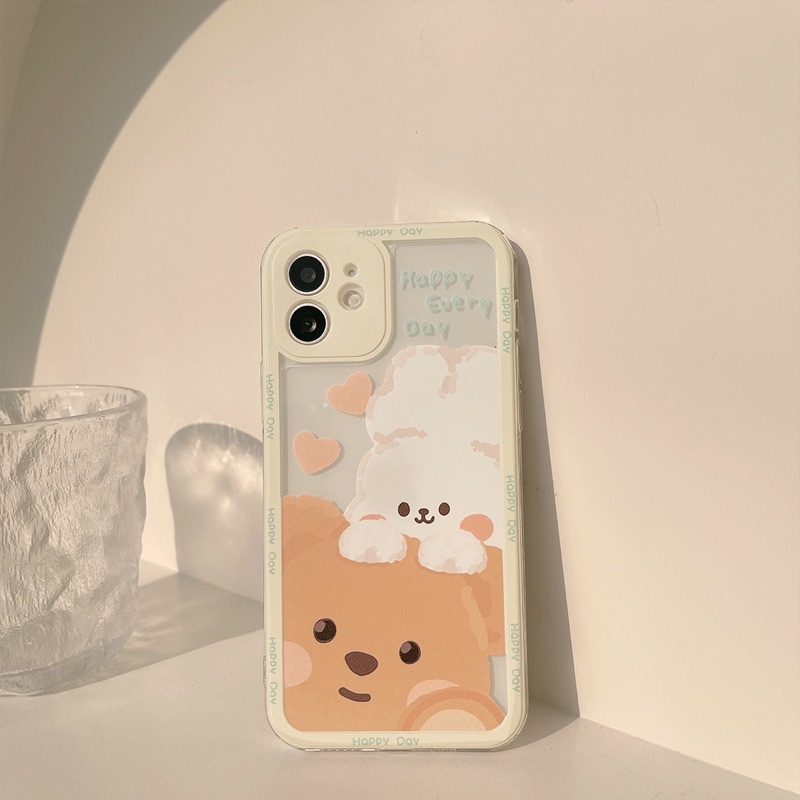 (SIÊU RẺ) Ốp lưng iphone gấu thỏ happy every day 6/6plus/6s/6splus/7/7plus/8/8plus/x/xr/xs/11/12/13/pro/max/plus/promax