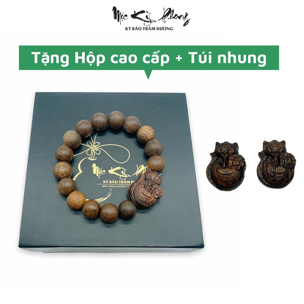 Vòng Trầm Hương 8/10/12mm Mix Hồ Ly MỘC KỲ PHONG - Hàng Tự Nhiên Bảo Hành Trọn Đời
